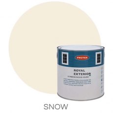 Protek Royal Exterior Paint 5 Litres - Snow Colour Swatch with Pot