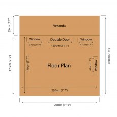 8 x 8 Mercia Premium Traditional T&G Summerhouse with Veranda - floor plan