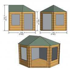 10 x 10 Shire Ardcastle Corner Log Cabin - External dimensions