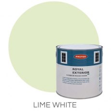 Protek Royal Exterior Paint 5 Litres - Lime White Colour Swatch with Pot