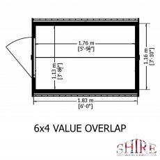 6 x 4 Shire Value Windowless Overlap Shed - base plan