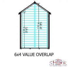 6 x 4 Shire Value Windowless Overlap Shed - Gable end  dimensions
