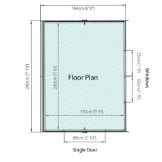 8 x 6 (2.40m x 1.90m) Mercia Overlap Apex Shed - Windowless - floor plan