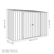 10 x 5 Mercia Absco Space Saver Pent Metal Shed - Dimensions