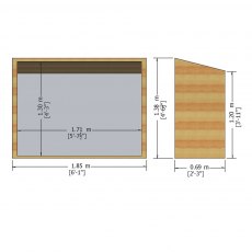 3 x 6 Shire Tongue and Groove Pent Bike Store - dimensions