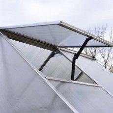 8 x 12 Palram Essence Greenhouse in Silver - manual opening roof vent