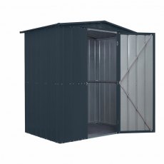 6 x 4 (1.84m x 1.23m) Lotus Apex Metal Shed in Anthracite Grey - Hinged Single Door