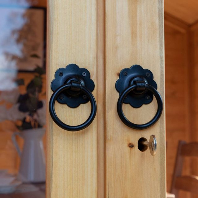 8 x 8 Mercia Premium Traditional T&G Summerhouse with Veranda - close up of traditional doors