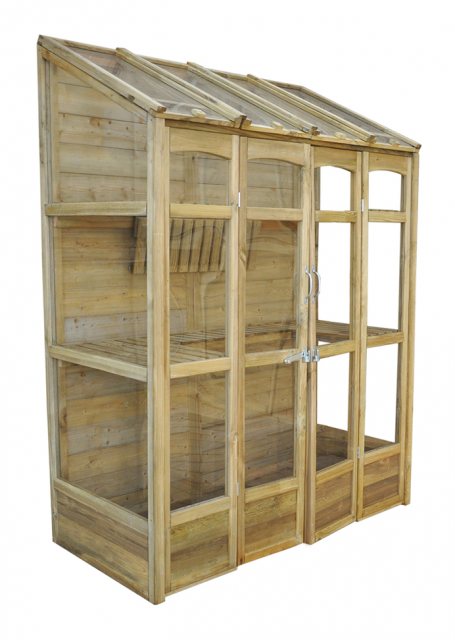 4'10" (1.47m) Wide Victorian Tall Wall Greenhouse - side elevation in natural finish
