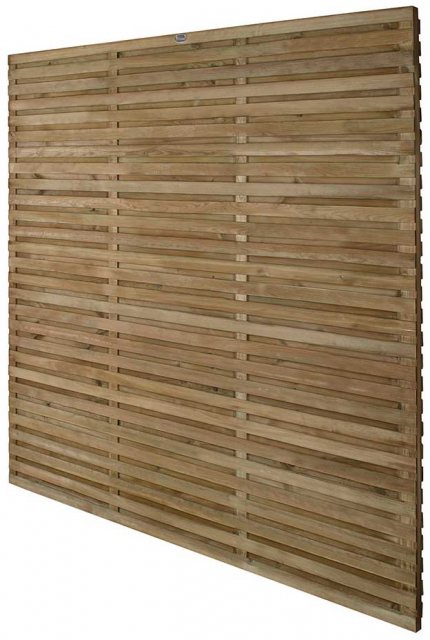 6ft High Forest Double Slatted Fence Panel - Angles view