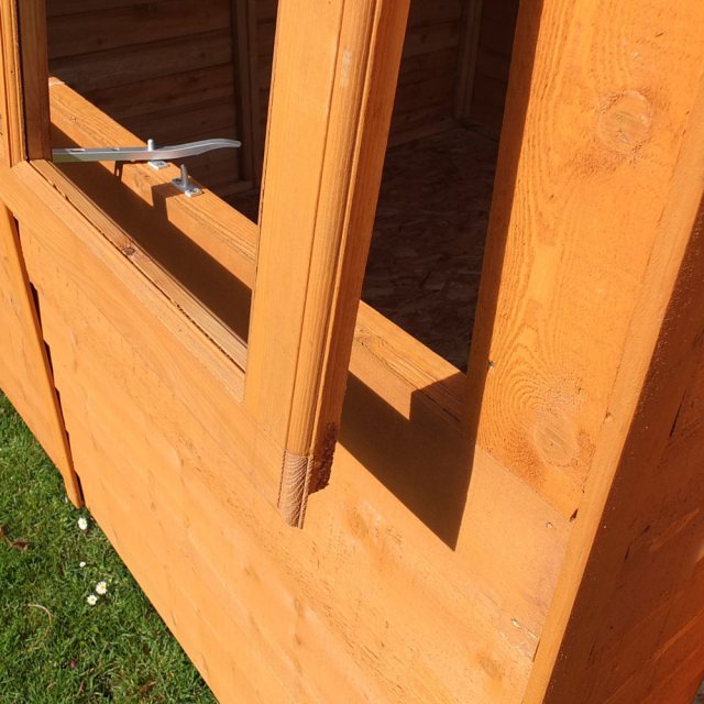 7 x 7 Shire Overlap Shed - close up of window opening and displaying of the window profile