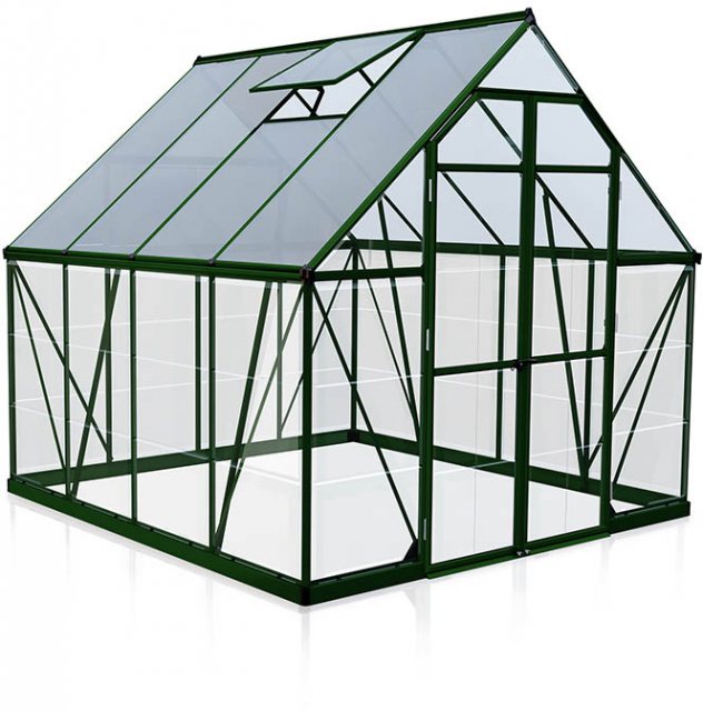 8 x 8 Palram Balance Greenhouse in Green- isolated view