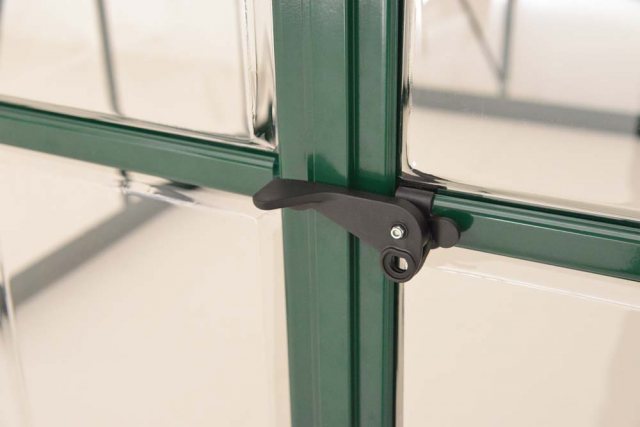 8 x 16 Palram Balance Greenhouse in Green - door handle can be locked with a padlock