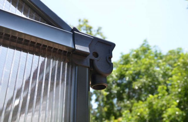 8 x 8 Palram Glory Greenhouse in Anthracite - integral guttering