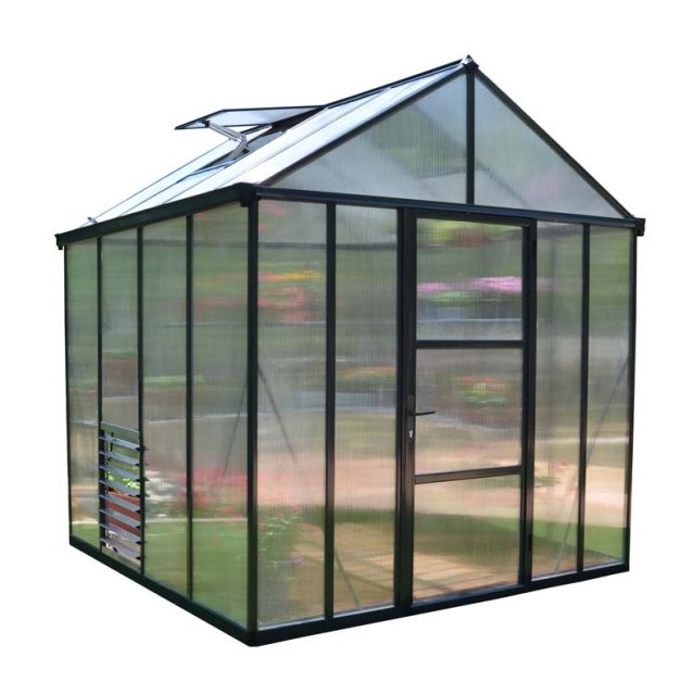 8 x 8 Palram Glory Greenhouse in Anthracite - isolated view