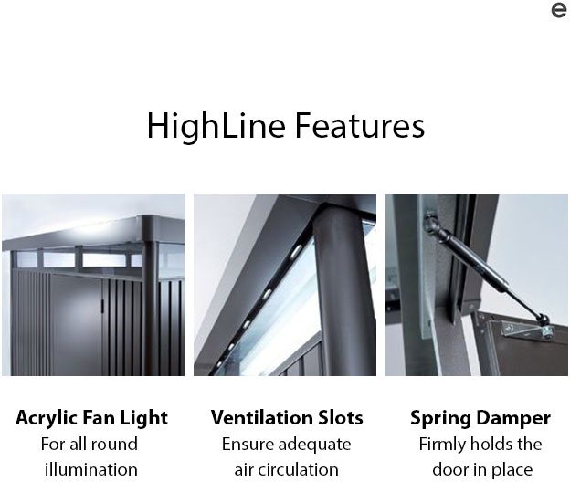 9 x 8 Biohort HighLine H3 Metal Shed - Single Door - Features