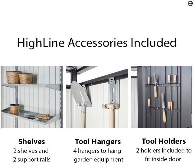 9 x 6 Biohort HighLine H2 Metal Shed - Double door - Accessories